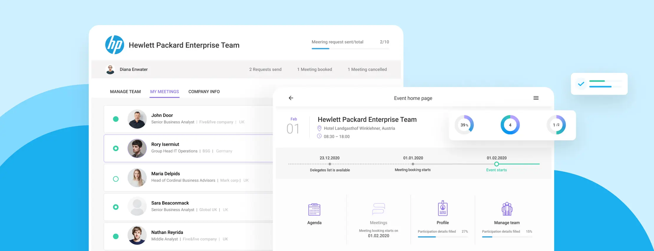 Green double couch with wooden legs